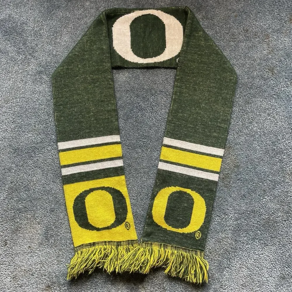 Oregon Ducks NCAA FOCO 64” Heavyweight Woven Stripe Scarf Team Green Yellow